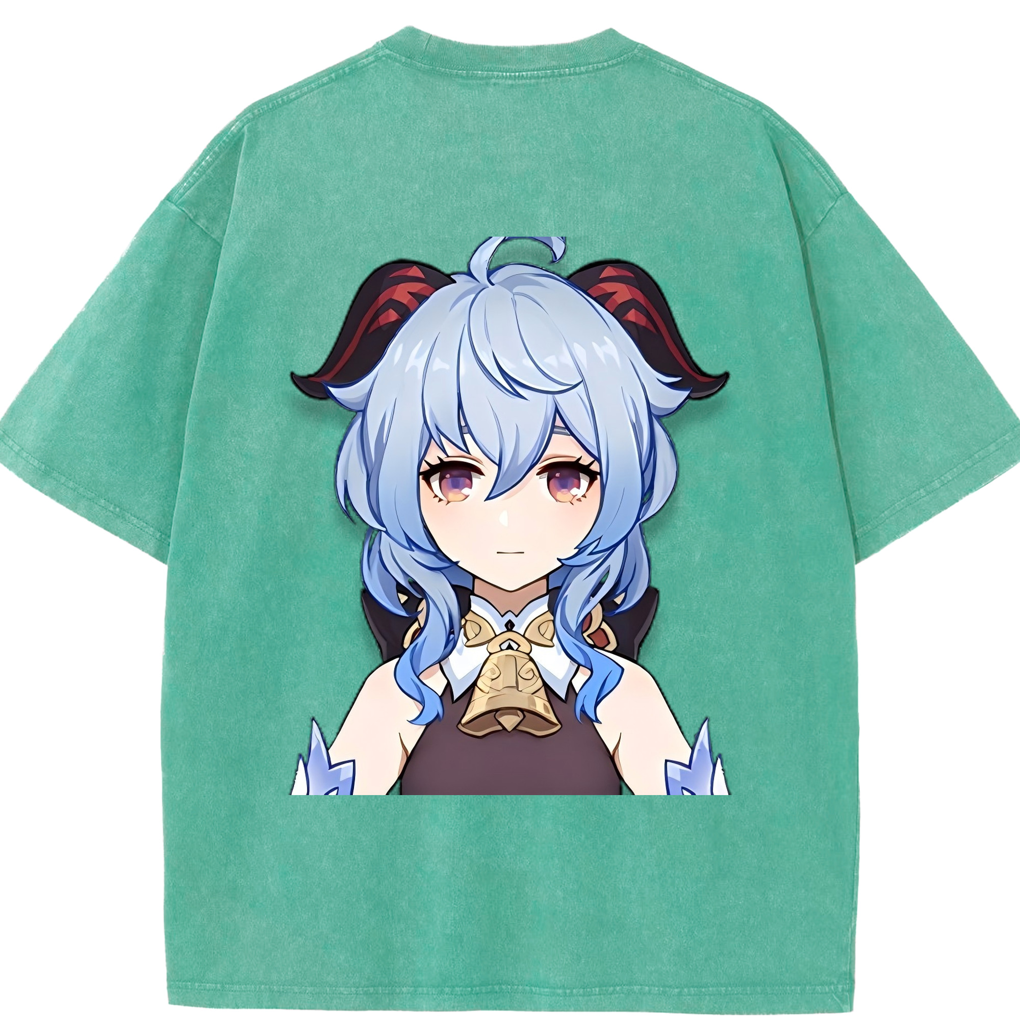 げんし神 甘雨 かんう genshin Ganyu 綿100% ヴィンテージ風 半袖Tシャツ（背面プリント）